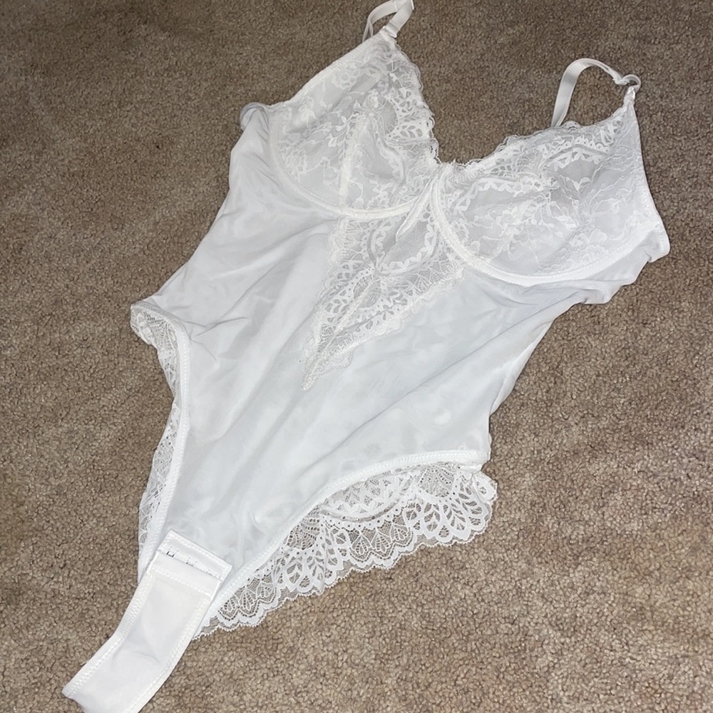 white lacey bodysuit shape wear